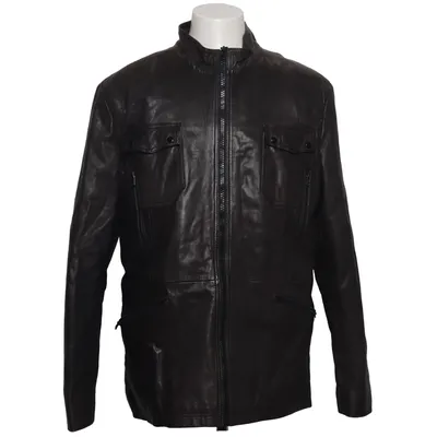 Leather jacket (Gray) from Tom Rusborg Leather, Polyester
