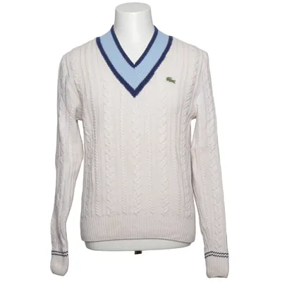 Pull-over (Blanc, Bleu) de Classique Lacoste Coton, Laine