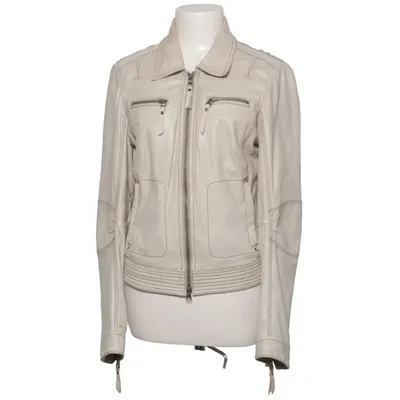 Leren jack (Beige) van Montgomery Leer, Polyester