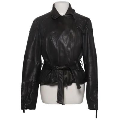 Bikerjacke (Schwarz) von Anokhi Baumwolle, Leder, Polyester