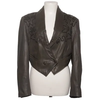 Leren jack (Grijs) van Clan Leer, Viscose