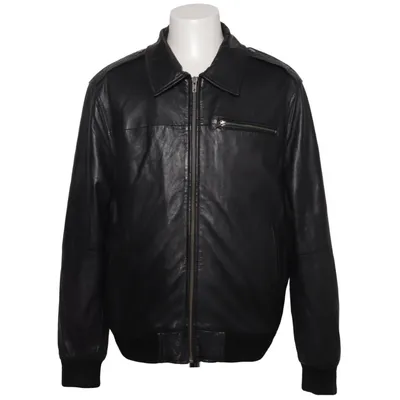 Leather jacket (Black) from JCC Collection Leather, Polyester, Wool