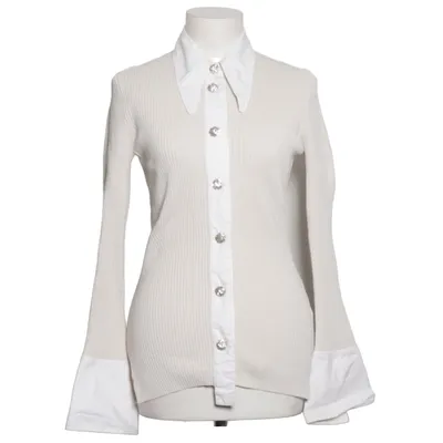 Cardigan (Beige, Hvid) fra Ganni Elastan, Polyamid, Viscose