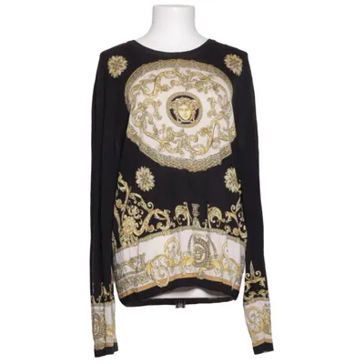 Långärmad t-shirt (Svart, Flerfärgad) från Versace Silke, Ull