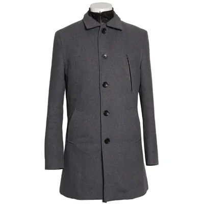 Coat (Gray) from Bruun & Stengade Polyester, Viscose, Wool