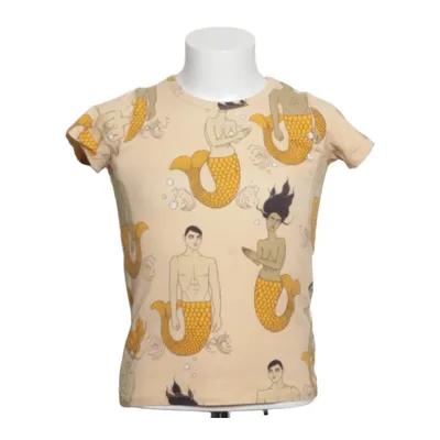 T-shirt (Beige, Gul, Sort) fra Mini Rodini Elastan, Økologisk bomuld