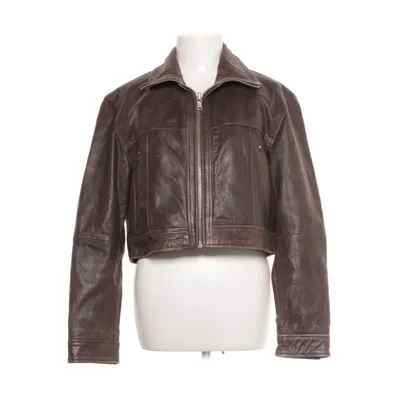 Leather jacket (Brown) from Meotine Polyester, Leather