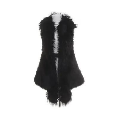 Outer vest (Black) from Versace for H&M Fur, Polyester, Leather, Acrylic