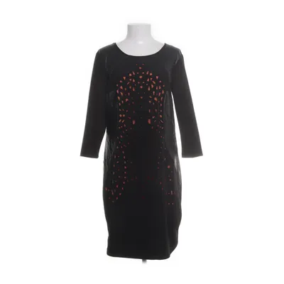 Dress (Black, Multicolored) from Crisca Polyester, Viscose, Elastane, Faux leather, Polyurethane