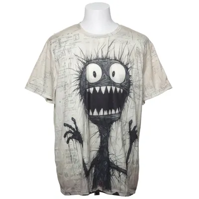 T-shirt (Beige, Zwart) Polyester