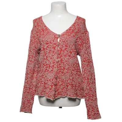 Cardigan (Rouge, Beige) de Milieu Élasthane, Lin, Laine