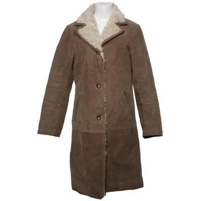 Shearlingjakke (Brun) fra Alvaro by Hollies Akryl, Læder, Polyester
