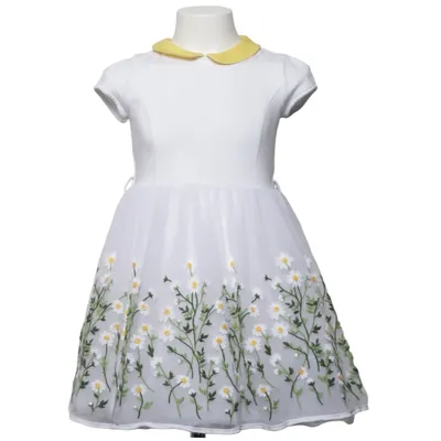 Robe de fille de fleur (Blanc, Jaune, Vert) de Monnalisa