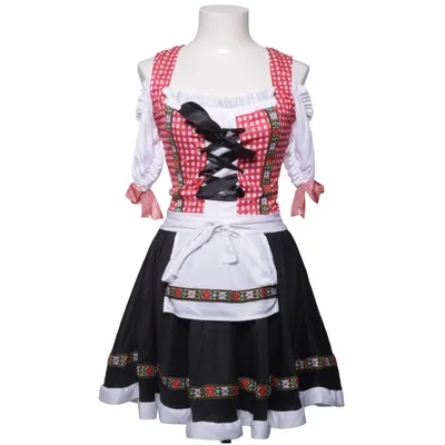 Dirndl (Röd, Svart, Vit, Grön) Polyester
