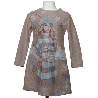 Jurk (Bruin, Blauw, Wit) van Moonstar Katoen, Polyester