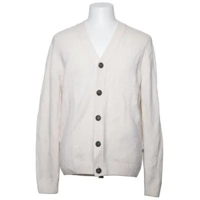 Cardigan (White, Brown) from Maerz Muenchen Merino wool