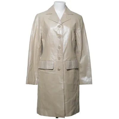 Læderfrakke (Beige) fra BC Company Acetat, Læder, Polyamid