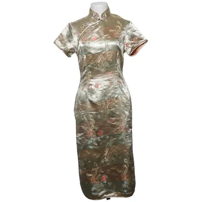 Cheongsam (Beige, Multicolored) from Tangyi Polyester