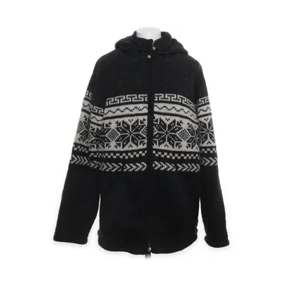 Cardigan (Black, White) Polyester, Wool