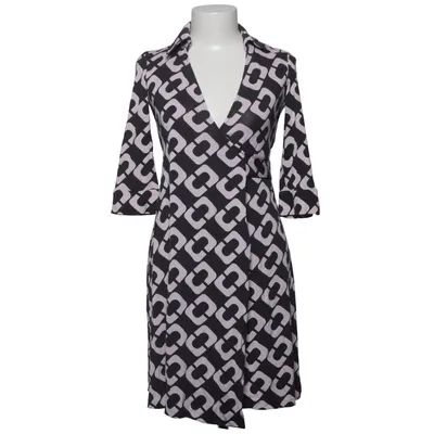 Robe portefeuille (Noir, Rose) de Diane von Furstenberg Vintage Soie