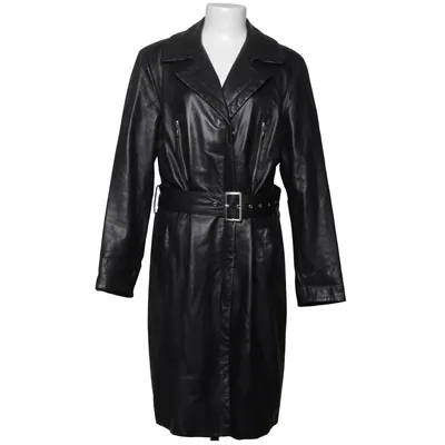 Leather coat (Black) from Cabrini Acetate, Polyamide, Leather