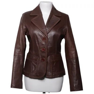 Læderblazer (Brun) fra H&M Læder, Polyester