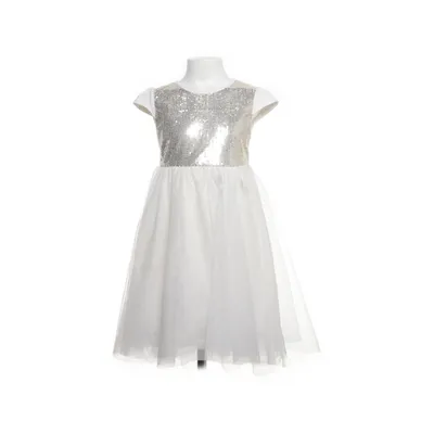 Brudnäbbsklänning (Vit, Guldfärgad) från Lindex Kids Bomull, Elastan, Polyester