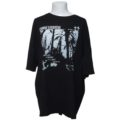 T-shirt (Zwart, Wit) van Romwe Elastaan, Polyester