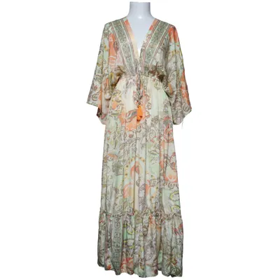 Kaftan (Green, Orange, Multicolored) from Bigg Bull Polyester, Silk