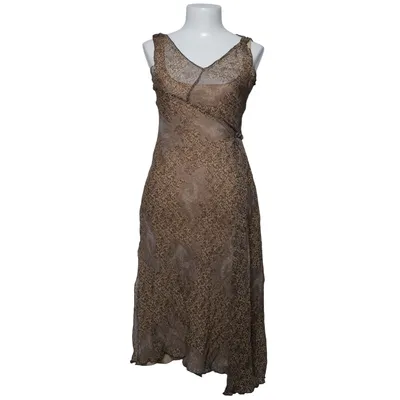 Jurk (Bruin, Beige) Polyester, Zijde