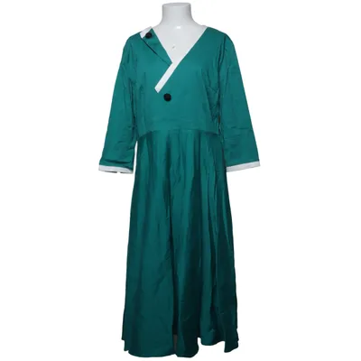 Dress (Green, White) from Collectif Vintage Cotton, Elastane