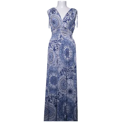 Maxi dress (Blue, White) from Leana Mode Polyester