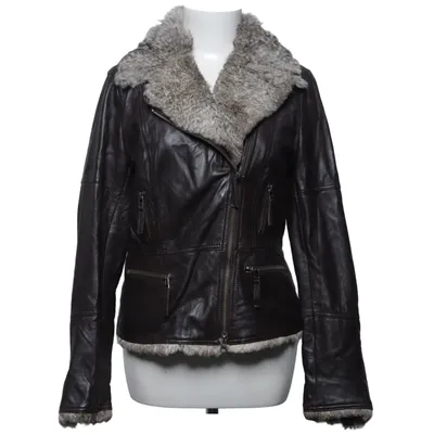 Shearling jacket (Brown) from Oui Collection Cotton, Leather, Rabbit fur