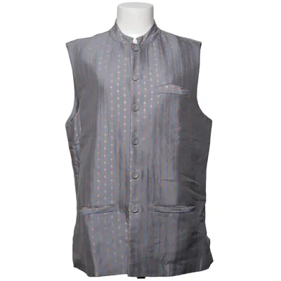 Gilet (Grijs, Beige) van Fabindia Katoen, Metallvezel, Viscose