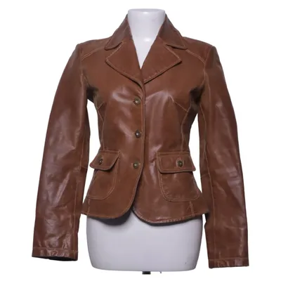 Leather blazer (Brown) from Lindex Leather, Polyester