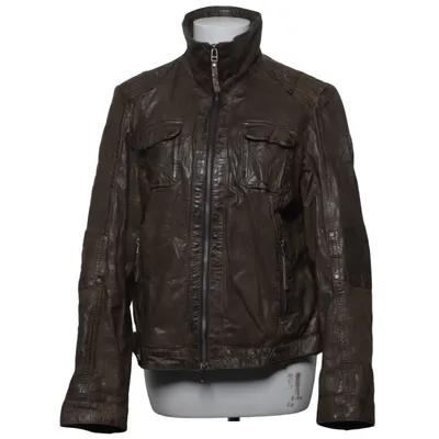 Veste en cuir (Marron) de Gipsy Acrylique, Coton, Élasthane, Cuir, Polyester