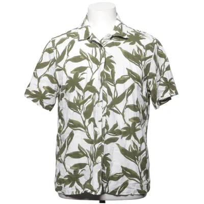 Kortärmad skjorta (Vit, Grön) från Bläck Linne, Viskos