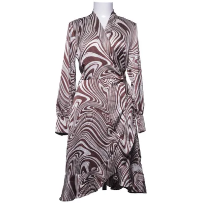 Robe portefeuille (Marron, Blanc) de Object Polyester