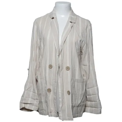 Blazer (Beige, White) from Papaya Cotton, Viscose