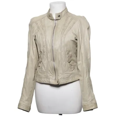 Läderjacka (Beige) från Rock'n Blue Bomull, Skinn