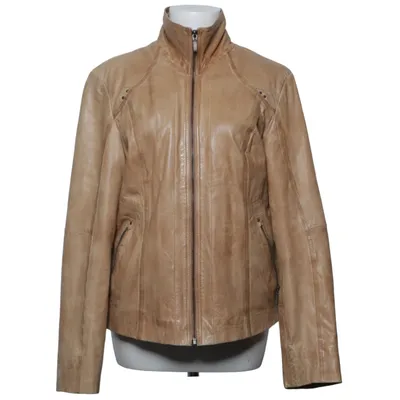 Läderjacka (Beige) från Saki Collection Skinn, Polyester