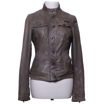 Leren jack (Grijs) van Replay Katoen, Leer, Polyester