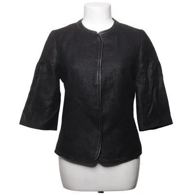 Cardigan (Noir, Argent) de Elie Tahari Coton, Cuir, Polyamide, Viscose