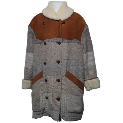 Shearling jas (Bruin, Grijs, Wit) van Alexandra