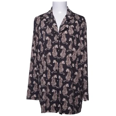 Blouse (Black, Beige) from Kim & Co Elastane, Polyester