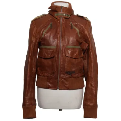 Läderjacka (Brun) från Freaky Nation Akryl, Bomull, Skinn, Polyester