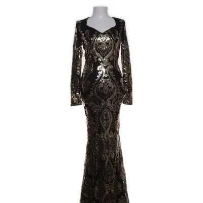 Aftonklänning (Svart, Guldfärgad) från Faeriesty Elastan, Polyester