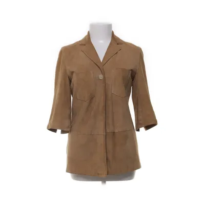Läderkavaj (Beige) från Massimo Dutti Woman Acetat, Skinn