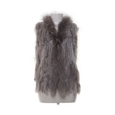 Vest (Grå, Flerfarvet) fra Hollies Stockholm Kaninpels, Minkpels, Polyester, Læder