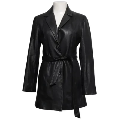 Leather coat (Black) from Mauritius Acetate, Leather, Polyamide